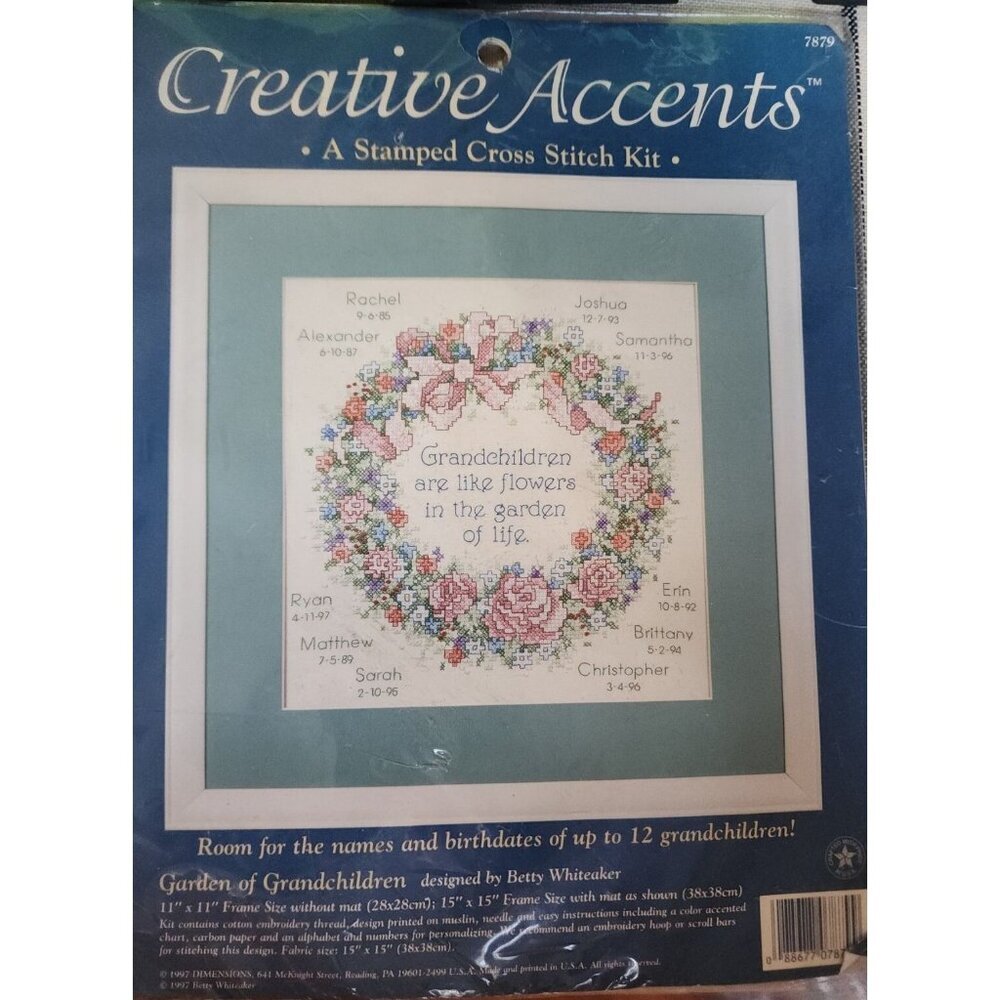 Vintage Creative Accents Stamped Cross Stitch Kit Garden of Grandchildren Sealed